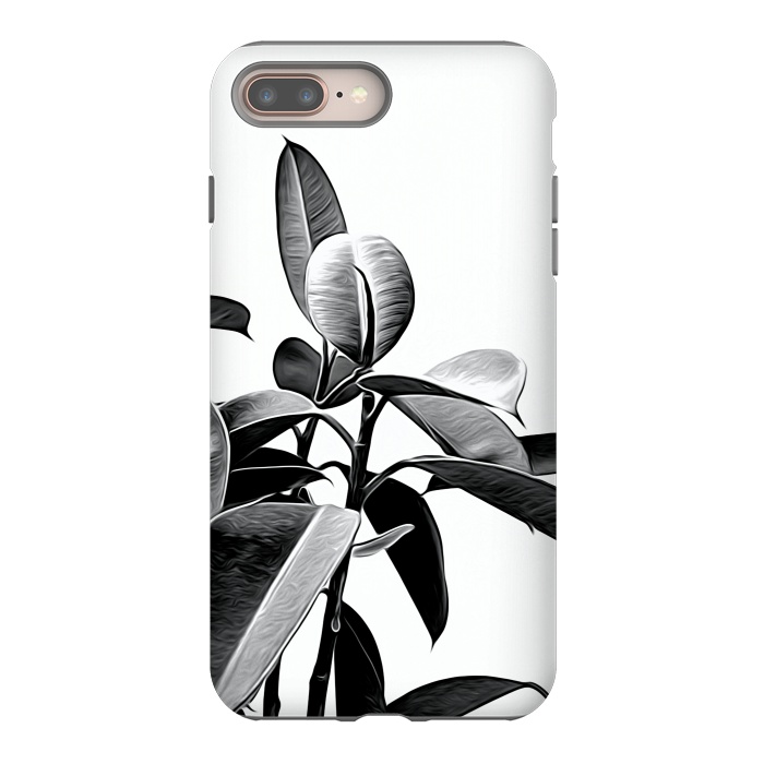 iPhone 7 plus StrongFit Black and White Leaves by Alemi