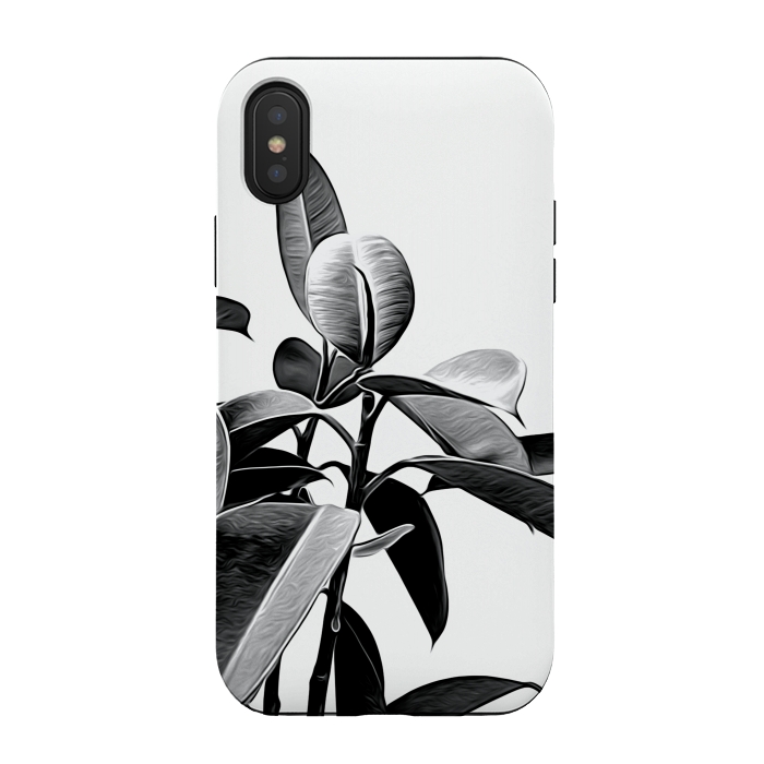 iPhone Xs / X StrongFit Black and White Leaves by Alemi