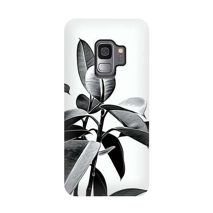Galaxy S9 StrongFit Black and White Leaves by Alemi