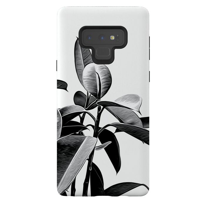 Galaxy Note 9 StrongFit Black and White Leaves by Alemi