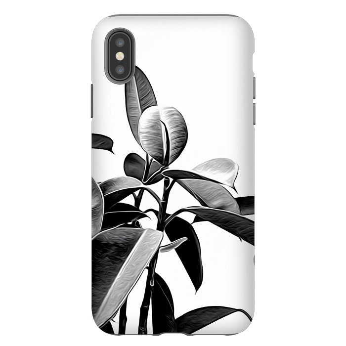iPhone Xs Max StrongFit Black and White Leaves by Alemi