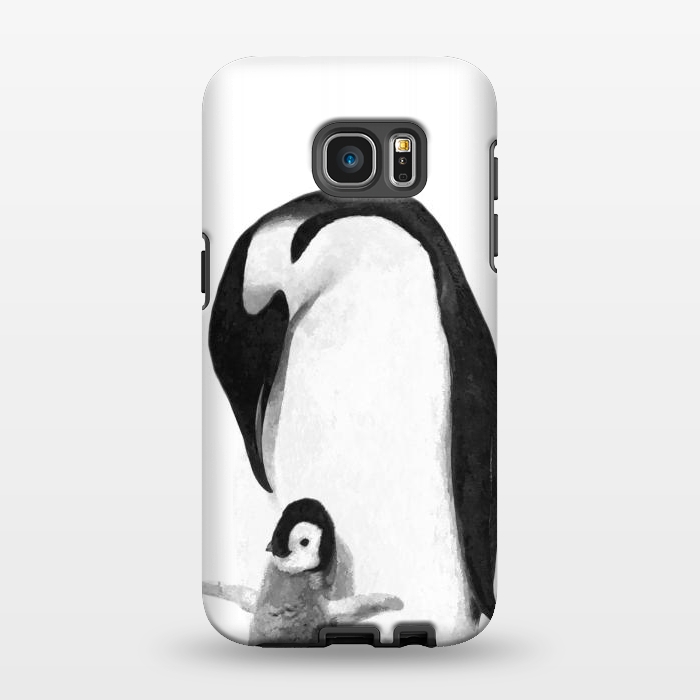 Galaxy S7 EDGE StrongFit Black and White Penguins by Alemi