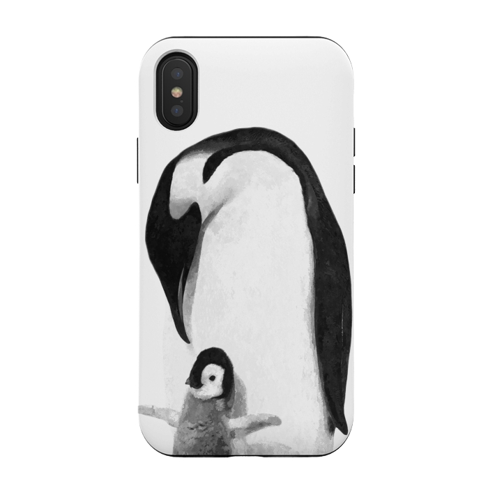 iPhone Xs / X StrongFit Black and White Penguins by Alemi