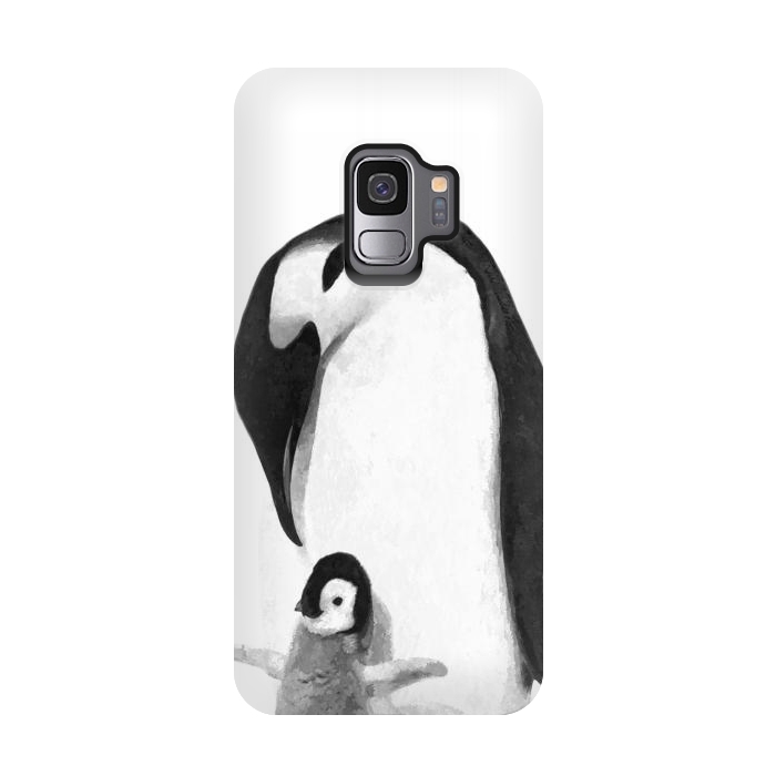 Galaxy S9 StrongFit Black and White Penguins by Alemi