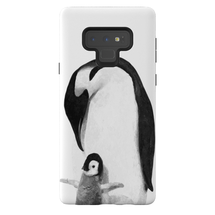 Galaxy Note 9 StrongFit Black and White Penguins by Alemi