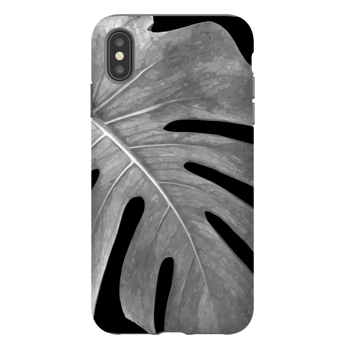 iPhone Xs Max StrongFit Black and White Monstera Leaf by Alemi