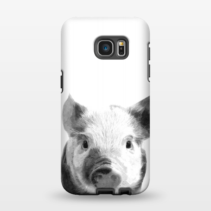 Galaxy S7 EDGE StrongFit Black and White Pig by Alemi