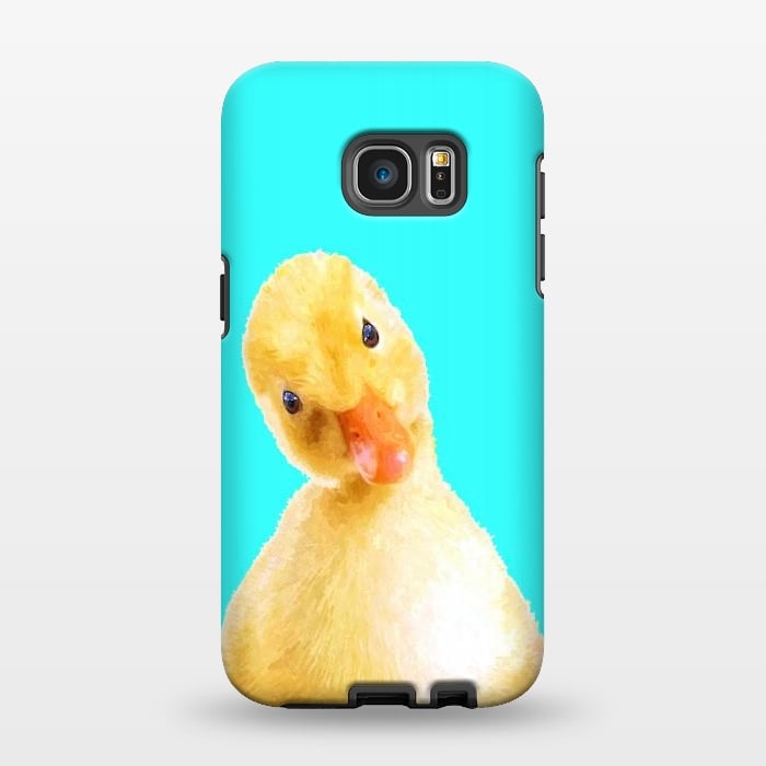 Galaxy S7 EDGE StrongFit Duckling Turquoise Background by Alemi