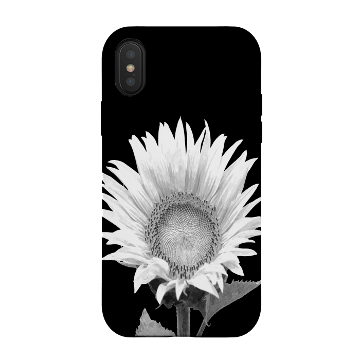 iPhone Xs / X StrongFit White Sunflower Black Background by Alemi