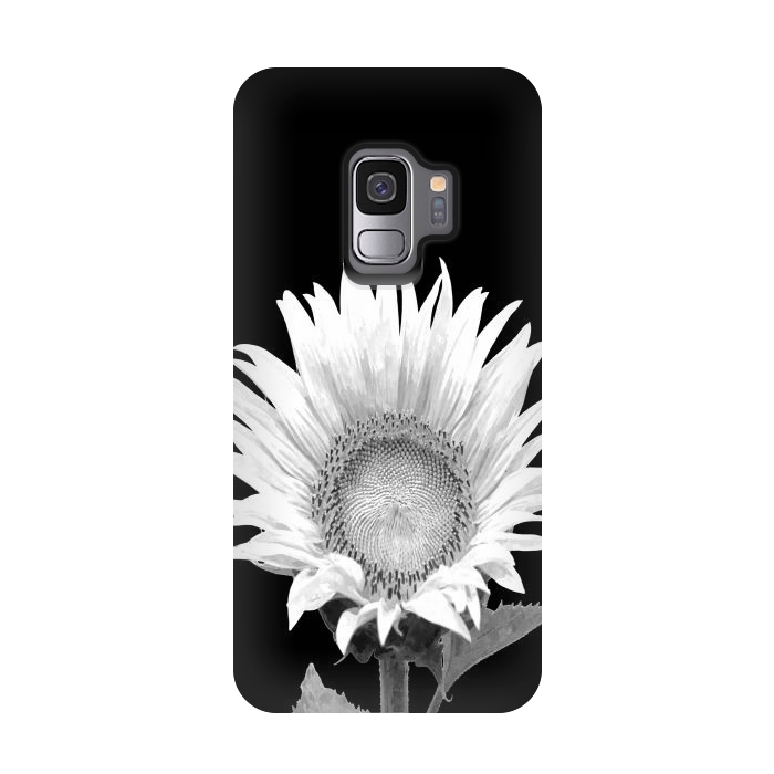 Galaxy S9 StrongFit White Sunflower Black Background by Alemi