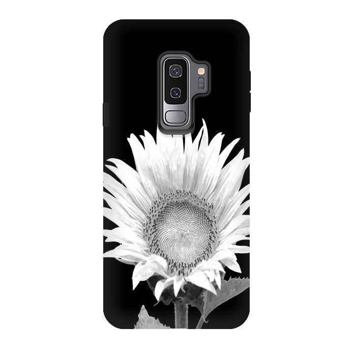 Galaxy S9 plus StrongFit White Sunflower Black Background by Alemi