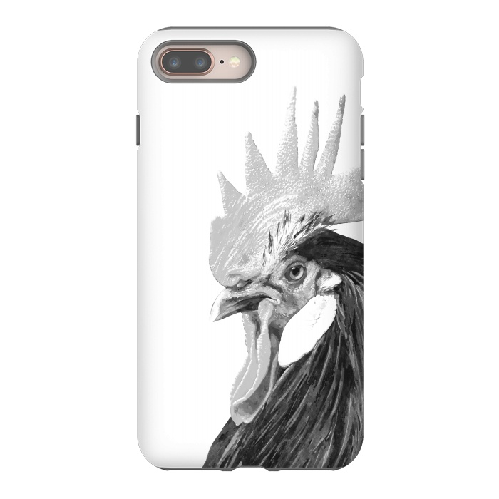 iPhone 7 plus StrongFit Black and White Rooster by Alemi
