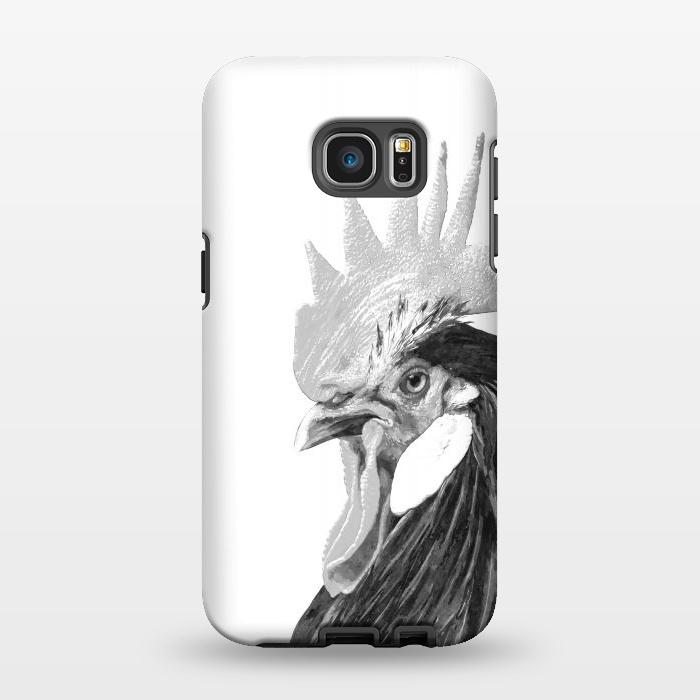 Galaxy S7 EDGE StrongFit Black and White Rooster by Alemi