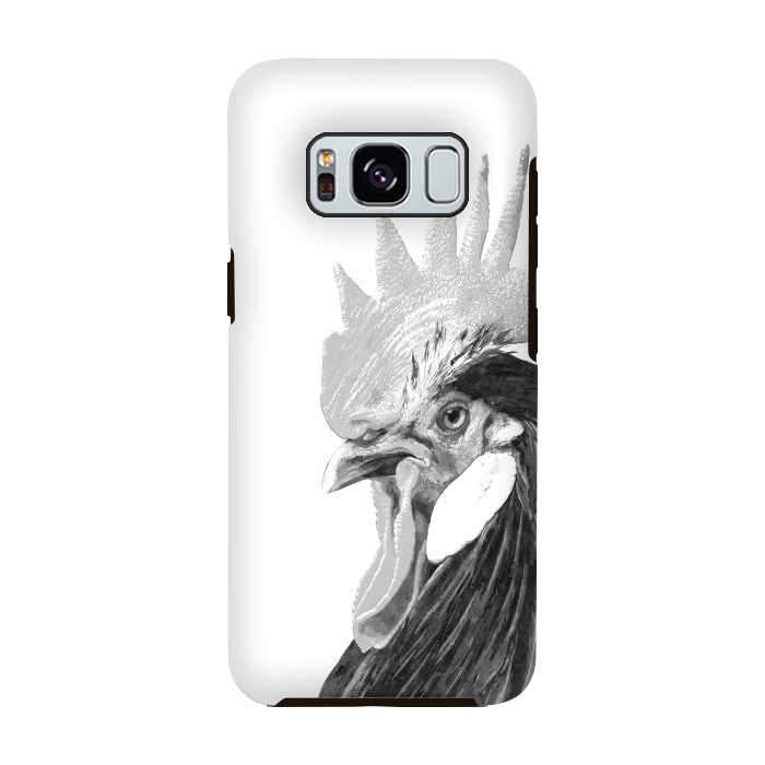 Galaxy S8 StrongFit Black and White Rooster by Alemi