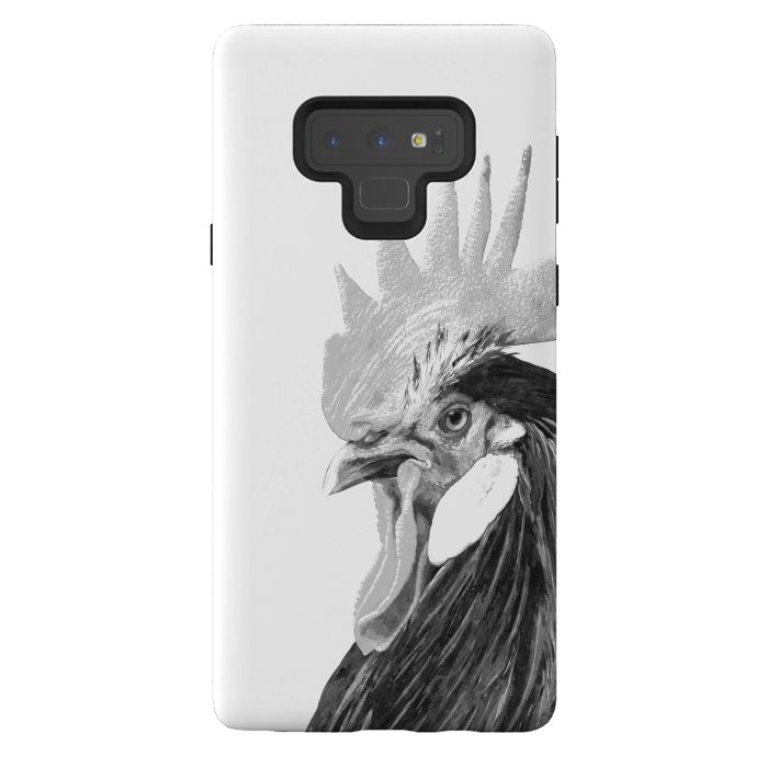 Galaxy Note 9 StrongFit Black and White Rooster by Alemi