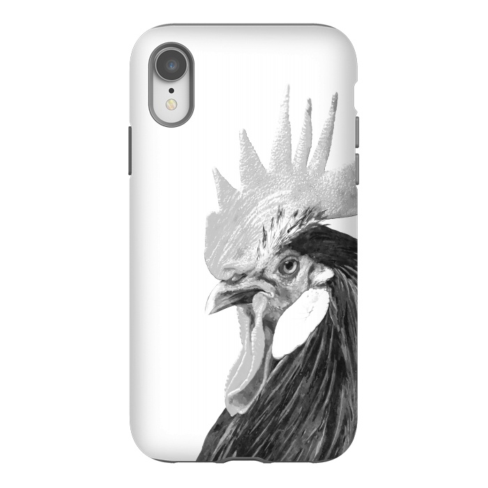 iPhone Xr StrongFit Black and White Rooster by Alemi