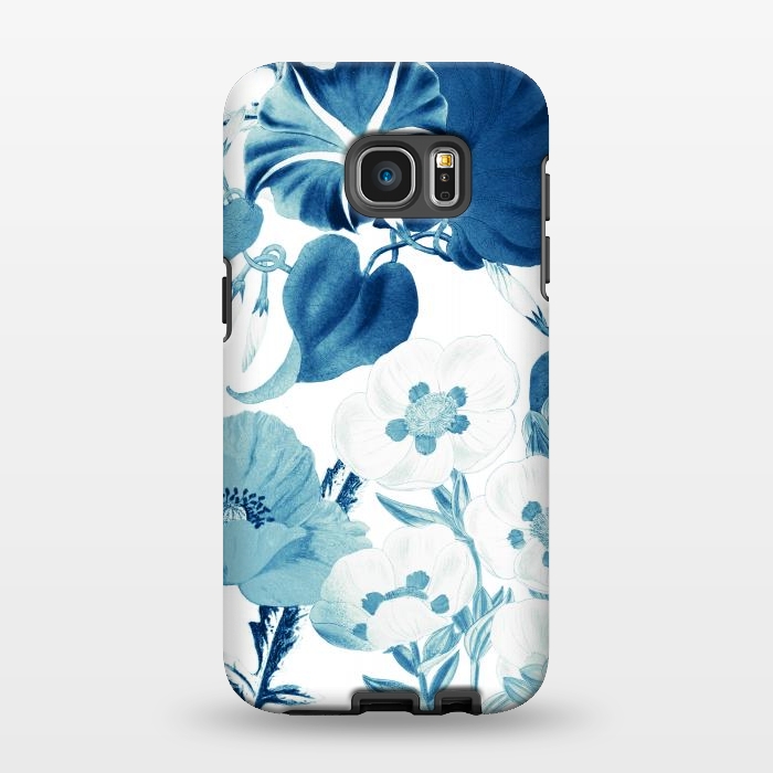 Galaxy S7 EDGE StrongFit Indigo blue watercolor flowers by Oana 