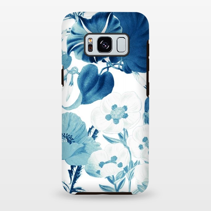 Galaxy S8 plus StrongFit Indigo blue watercolor flowers by Oana 