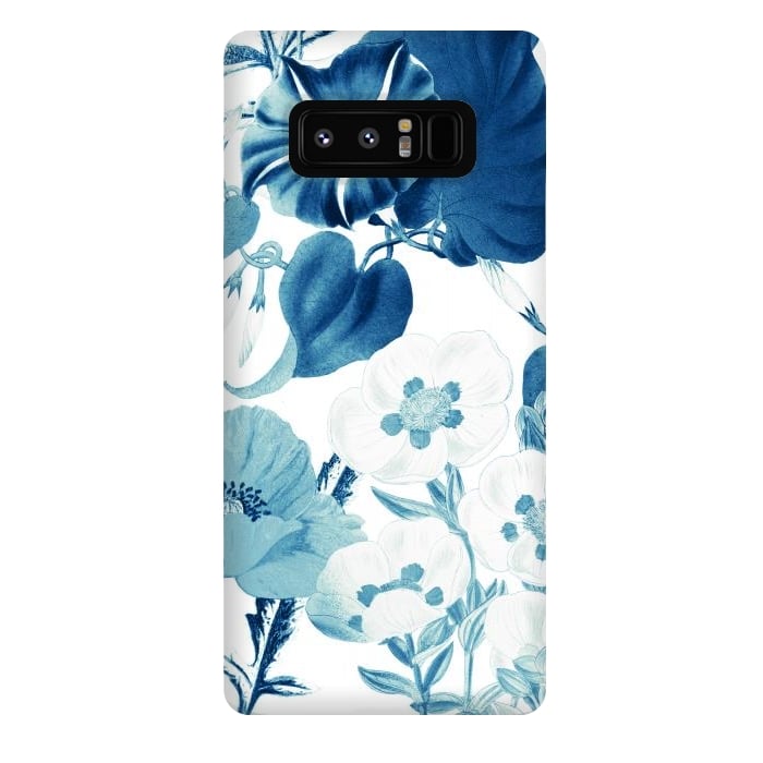 Galaxy Note 8 StrongFit Indigo blue watercolor flowers by Oana 
