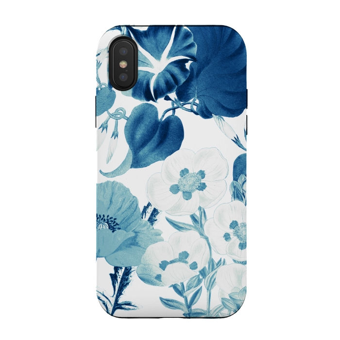 iPhone Xs / X StrongFit Indigo blue watercolor flowers by Oana 