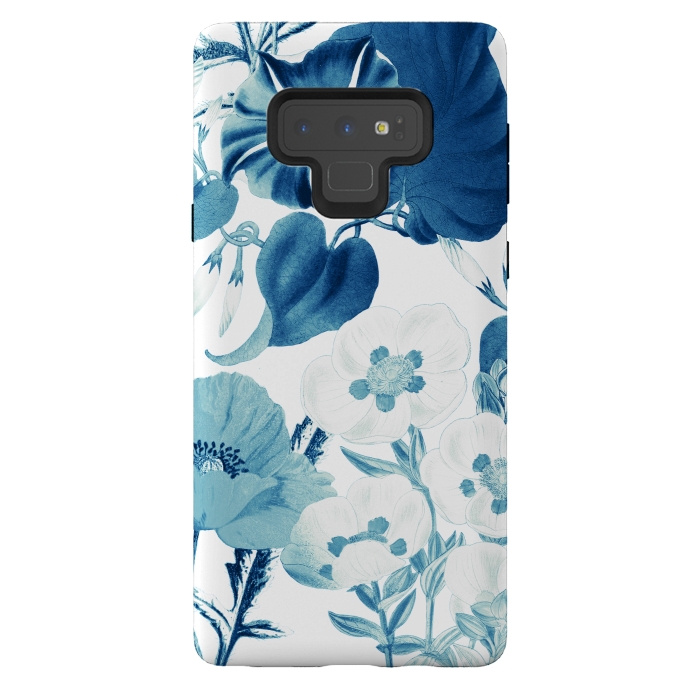 Galaxy Note 9 StrongFit Indigo blue watercolor flowers by Oana 