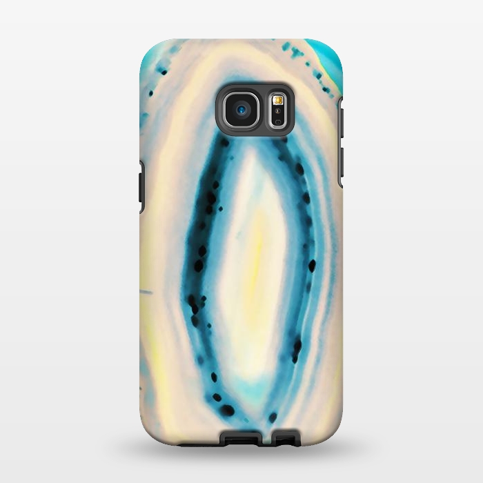 Galaxy S7 EDGE StrongFit Blue yellow brushed agata marble by Oana 