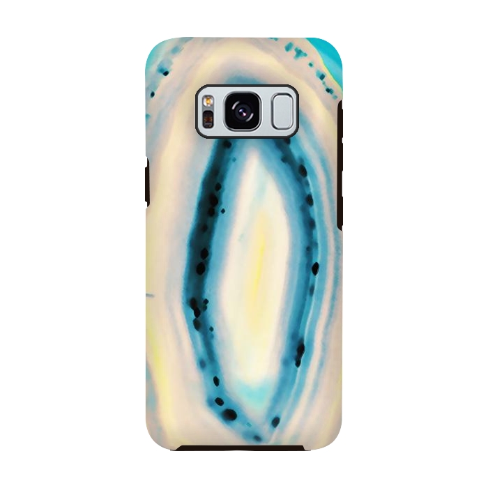 Galaxy S8 StrongFit Blue yellow brushed agata marble by Oana 