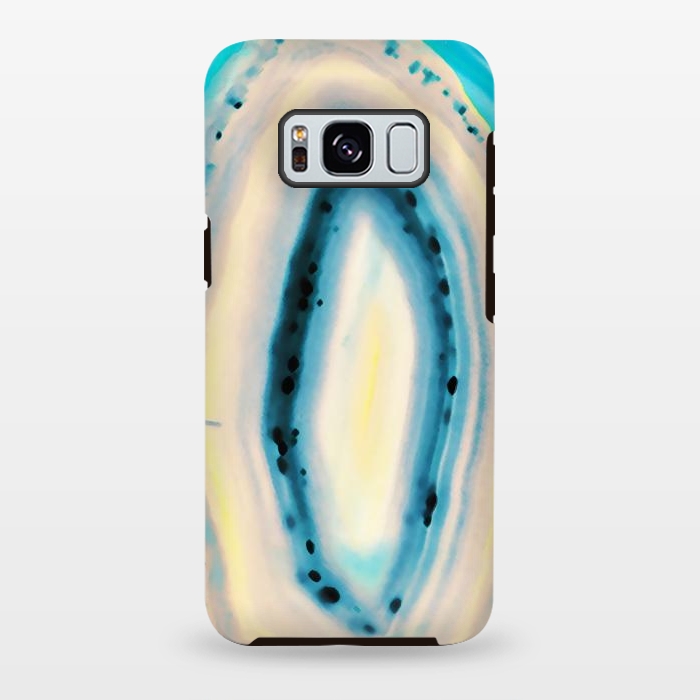 Galaxy S8 plus StrongFit Blue yellow brushed agata marble by Oana 