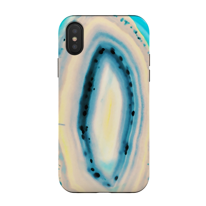 iPhone Xs / X StrongFit Blue yellow brushed agata marble by Oana 