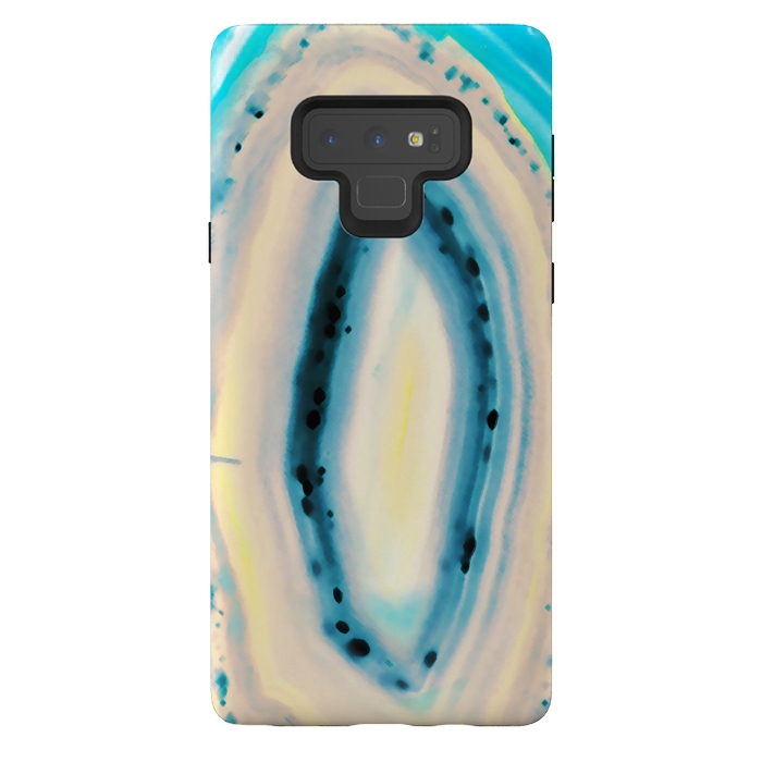Galaxy Note 9 StrongFit Blue yellow brushed agata marble by Oana 