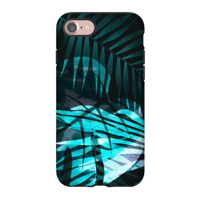 iPhone 7 StrongFit metallic palm tropical leaves by Oana 