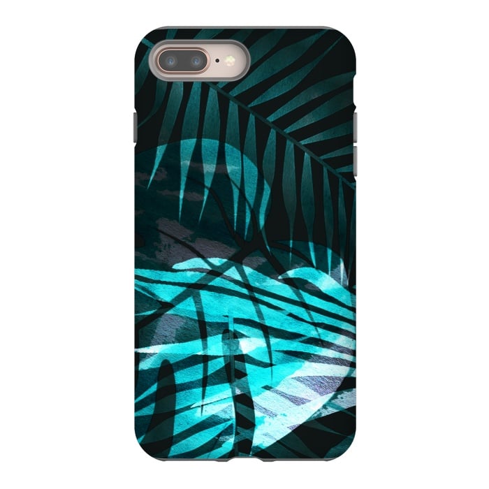 iPhone 7 plus StrongFit metallic palm tropical leaves by Oana 