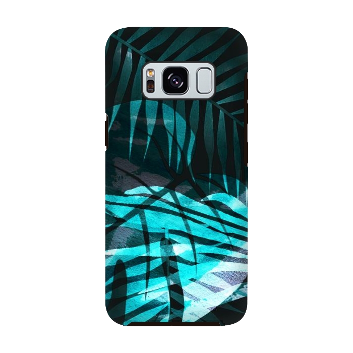 Galaxy S8 StrongFit metallic palm tropical leaves by Oana 