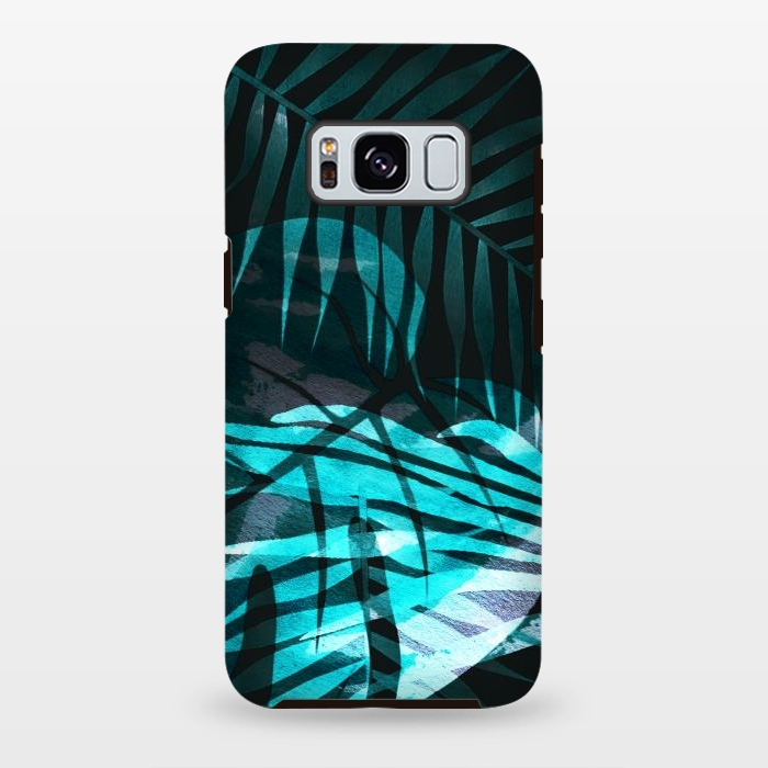 Galaxy S8 plus StrongFit metallic palm tropical leaves by Oana 