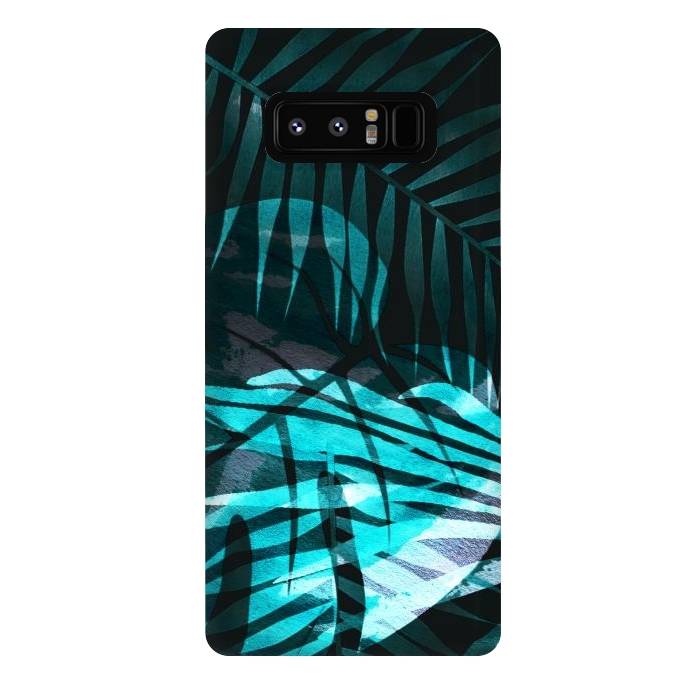 Galaxy Note 8 StrongFit metallic palm tropical leaves by Oana 