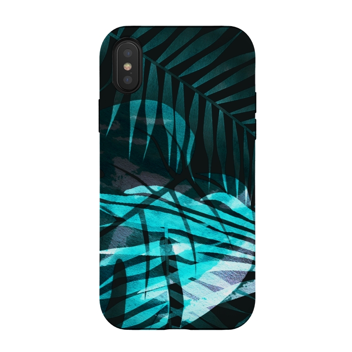 iPhone Xs / X StrongFit metallic palm tropical leaves by Oana 