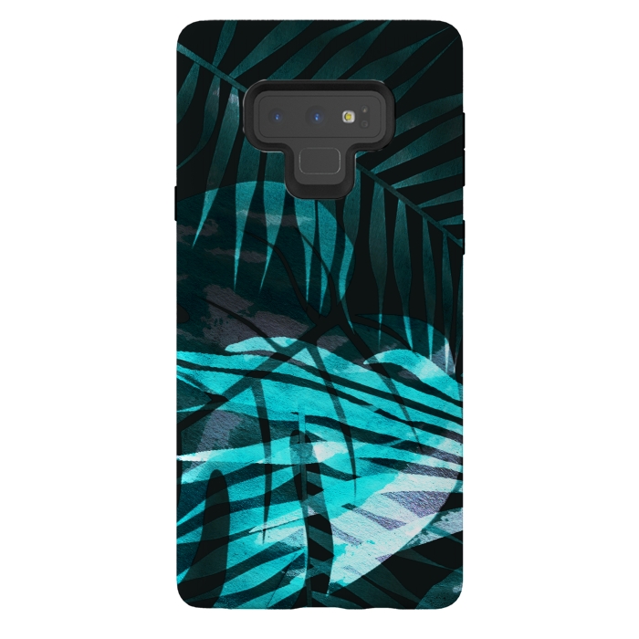 Galaxy Note 9 StrongFit metallic palm tropical leaves by Oana 