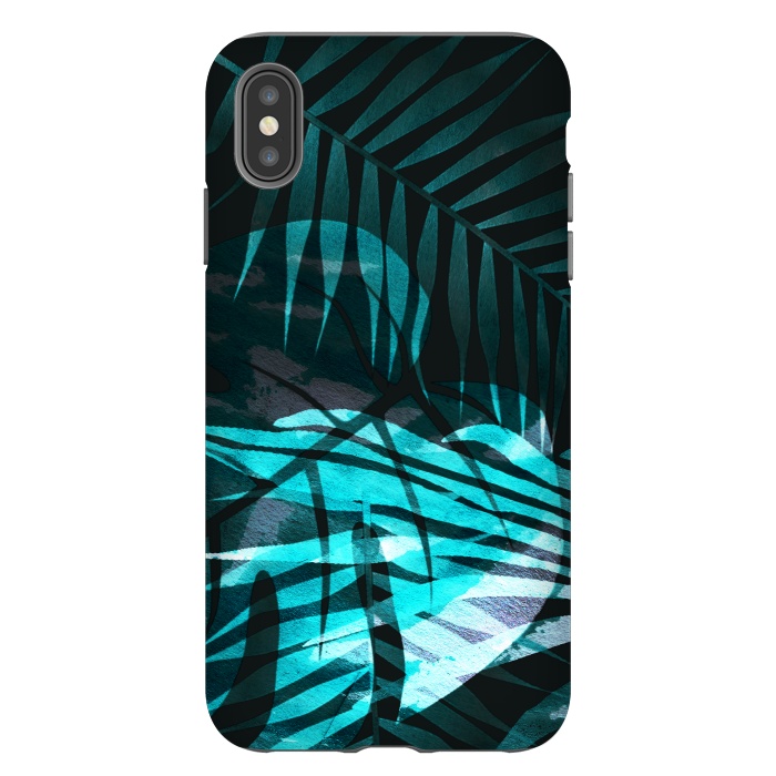 iPhone Xs Max StrongFit metallic palm tropical leaves by Oana 