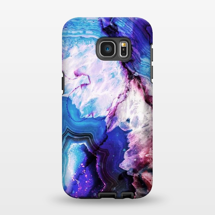 Galaxy S7 EDGE StrongFit Purple blue agate marble art by Oana 