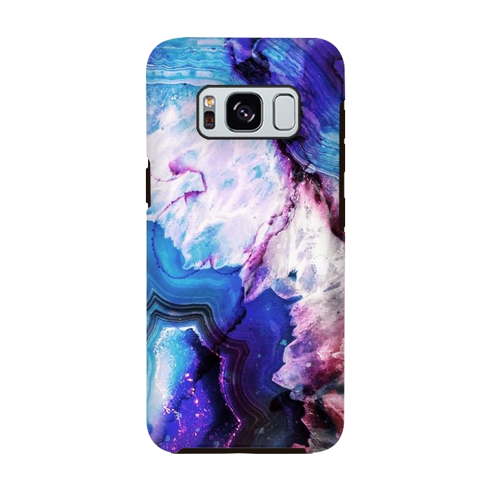 Galaxy S8 StrongFit Purple blue agate marble art by Oana 