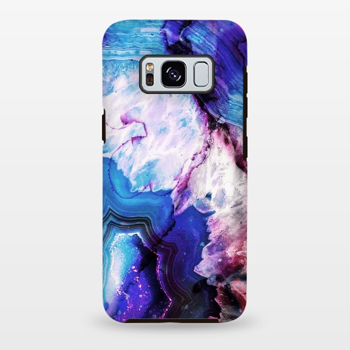 Galaxy S8 plus StrongFit Purple blue agate marble art by Oana 