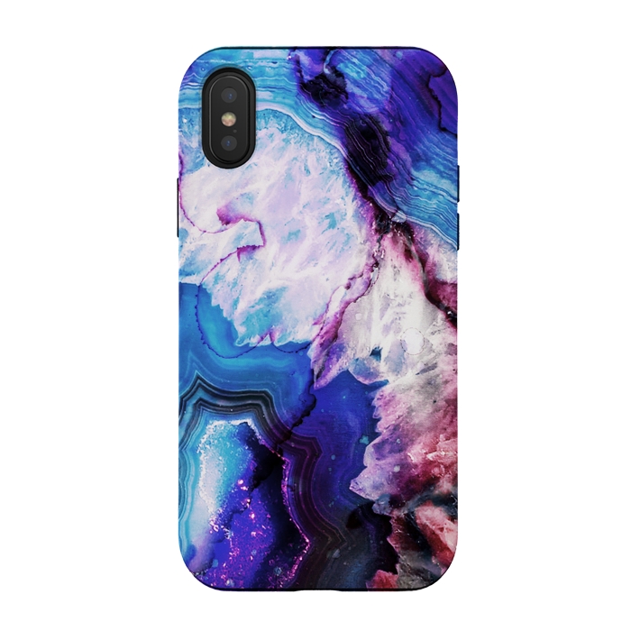 iPhone Xs / X StrongFit Purple blue agate marble art by Oana 