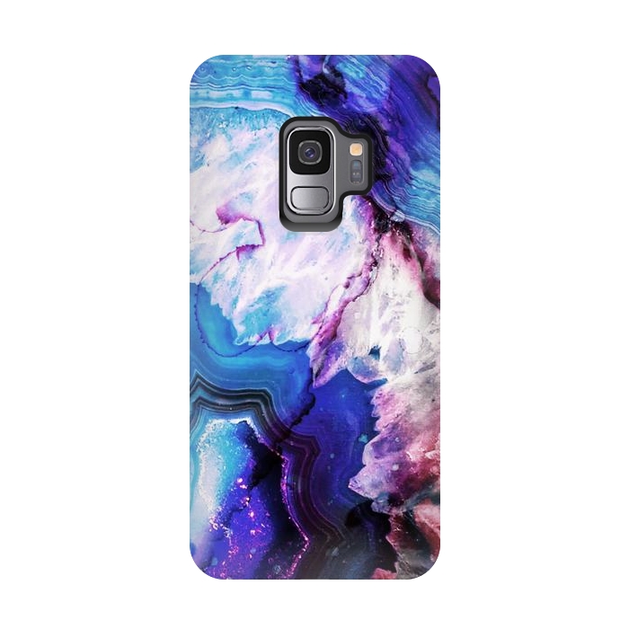 Galaxy S9 StrongFit Purple blue agate marble art by Oana 
