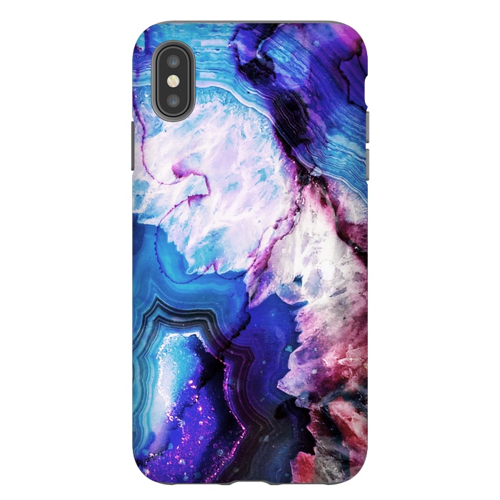 iPhone Xs Max StrongFit Purple blue agate marble art by Oana 