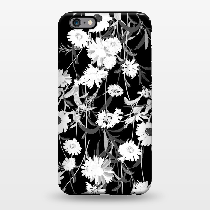 iPhone 6/6s plus StrongFit White daisies botanical illustration on black background by Oana 
