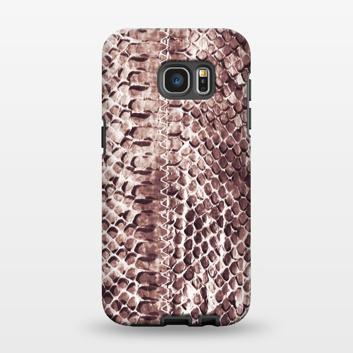 Galaxy S7 EDGE StrongFit Reddish brown snake skin animal print by Oana 