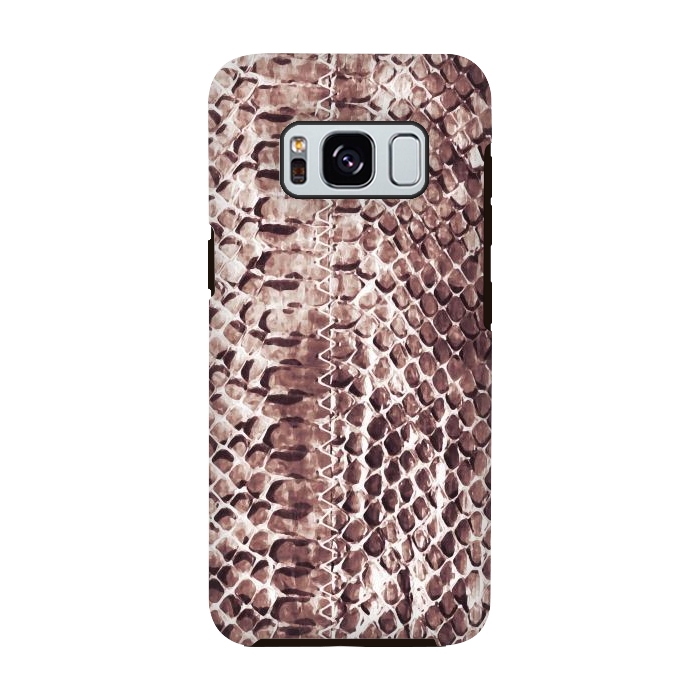 Galaxy S8 StrongFit Reddish brown snake skin animal print by Oana 