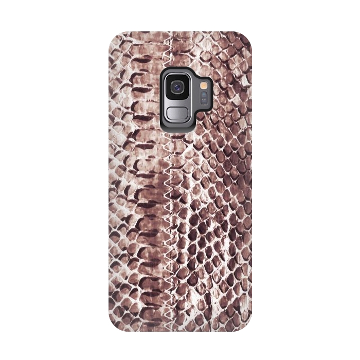Galaxy S9 StrongFit Reddish brown snake skin animal print by Oana 