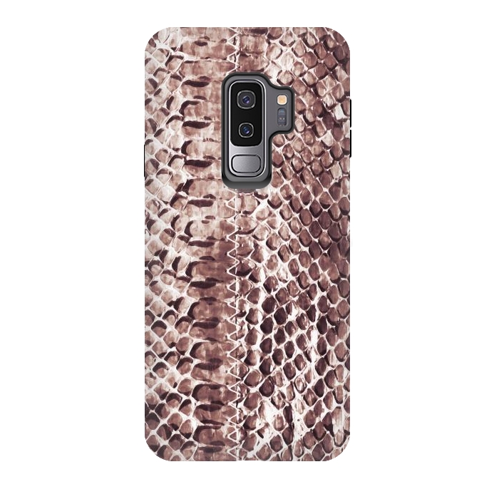 Galaxy S9 plus StrongFit Reddish brown snake skin animal print by Oana 