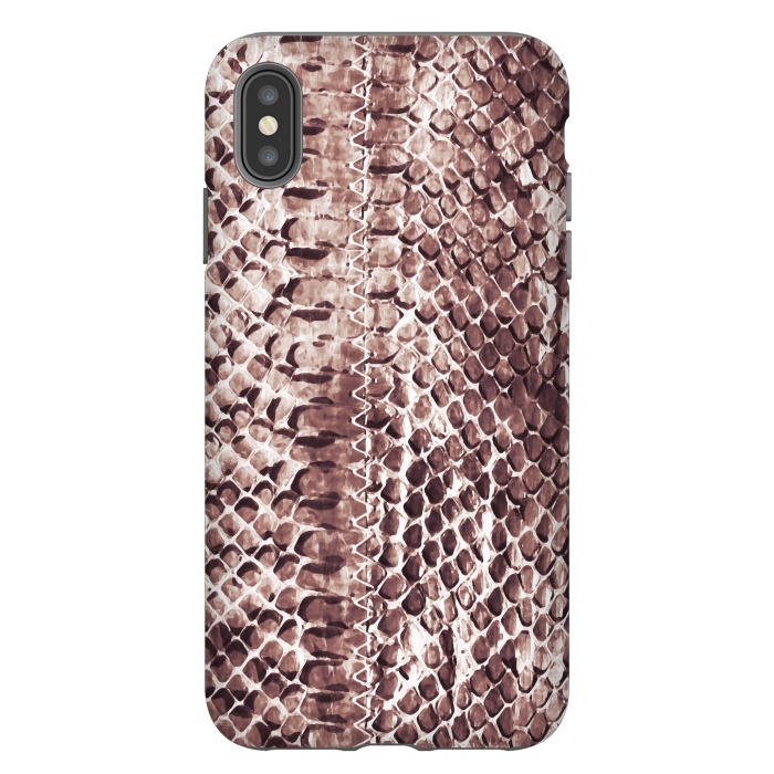iPhone Xs Max StrongFit Reddish brown snake skin animal print by Oana 